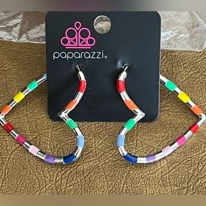 Multicolor heart hoop earrings